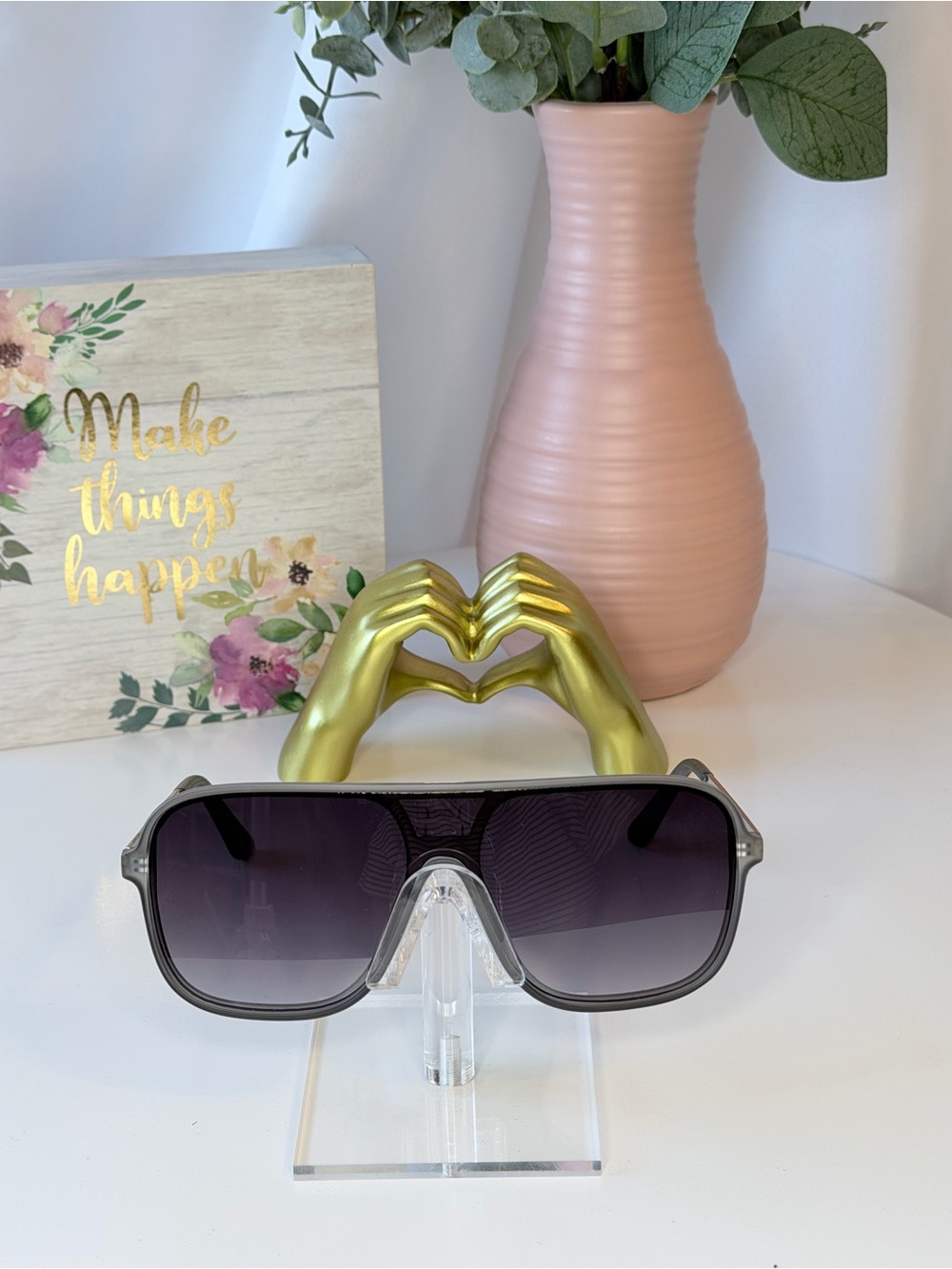 Gray Gradient Oversized Shield Sunglasses